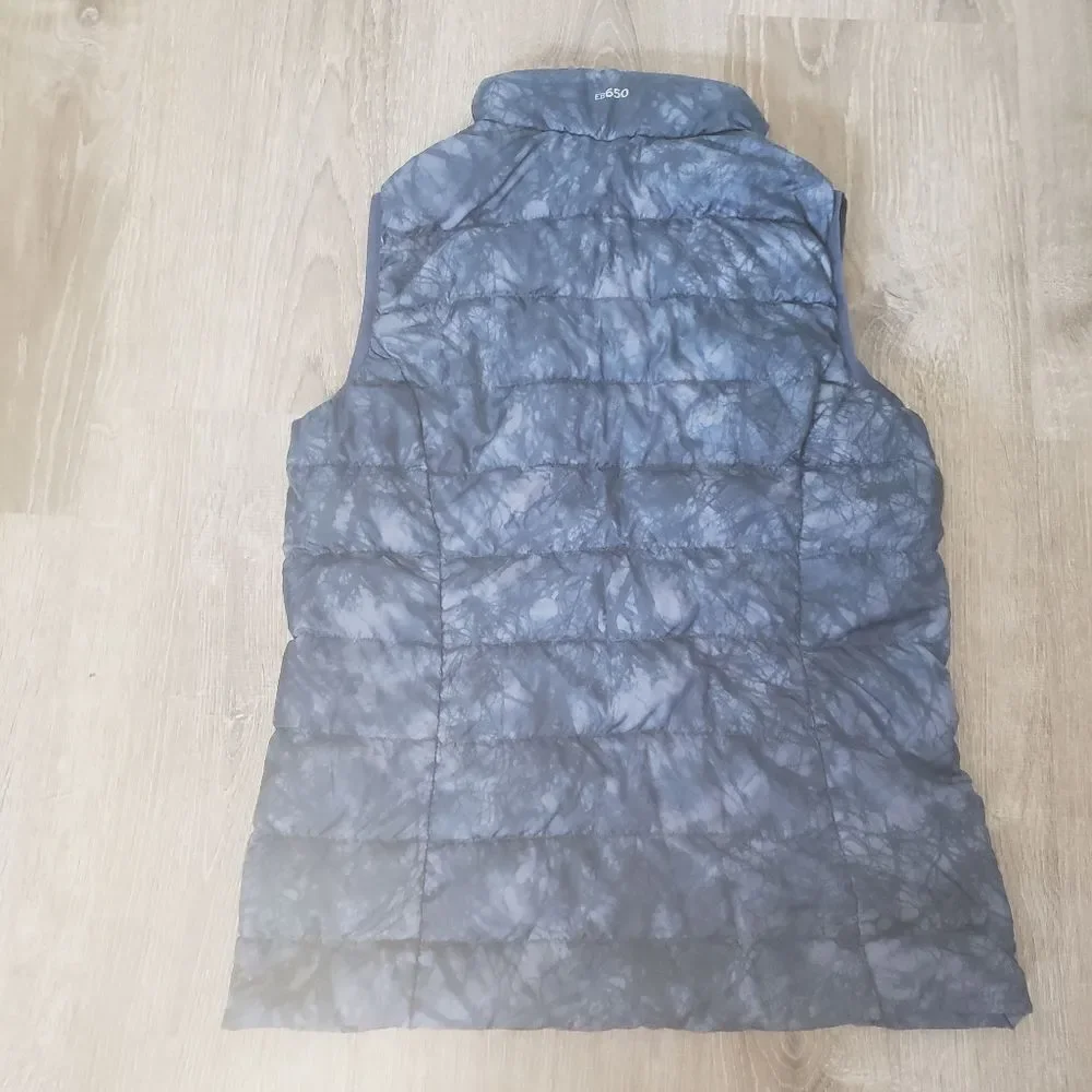 Eddie Bauer Womens EB650 Down Full‎ Zip Puffer Vest Jacket Small Marble Blue